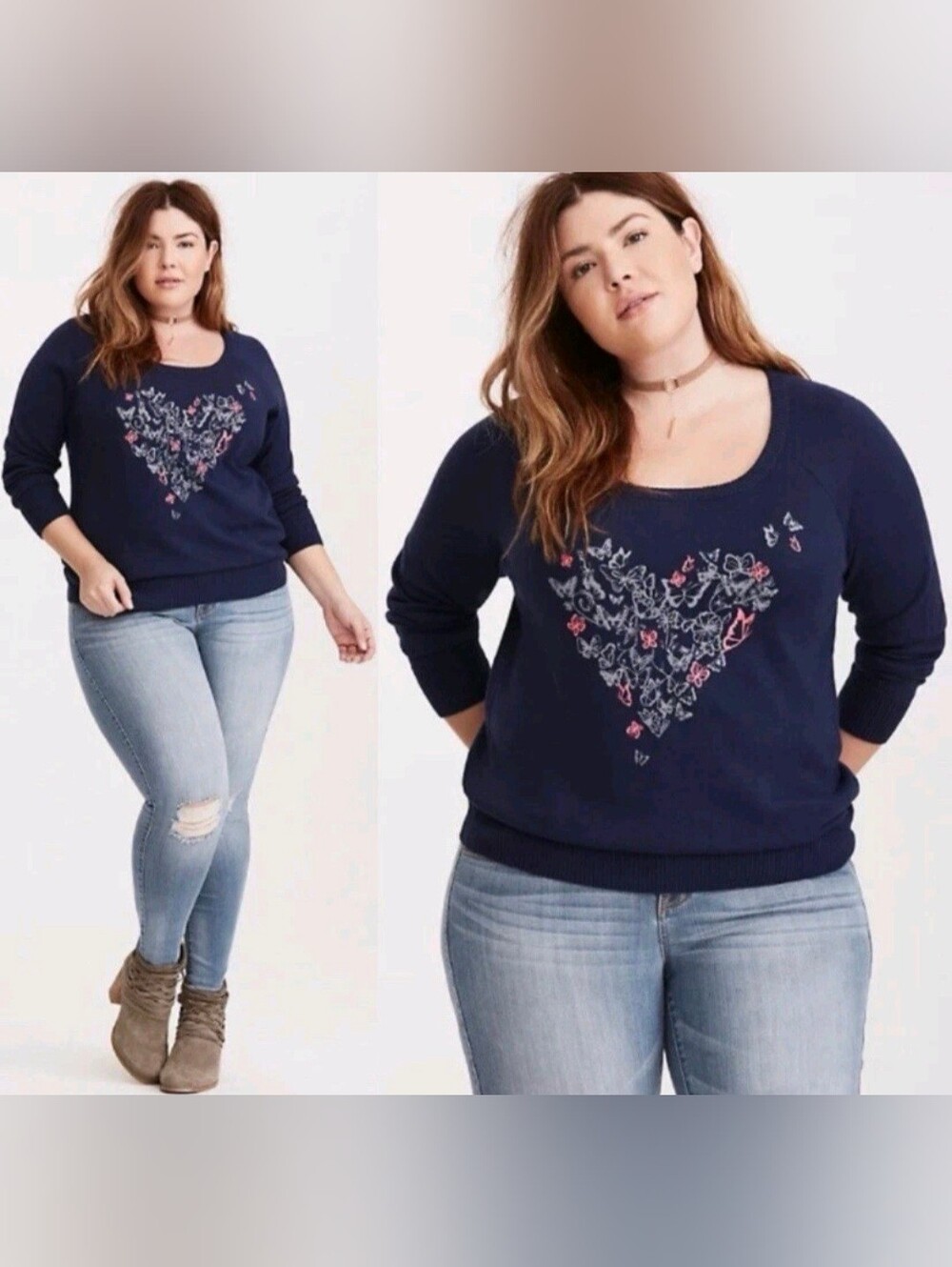 Torrid Size 2 Butterfly Heart Graphic Pullover Sweater Plus Size